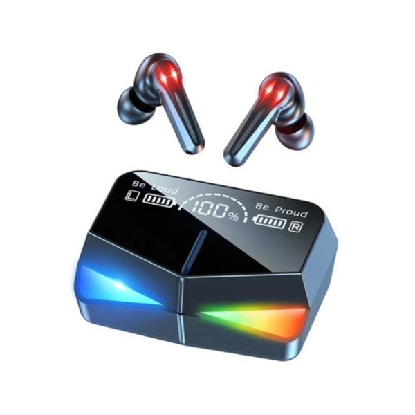 M28 TWS Music & Gaming Earbuds, BT 5.1 IPX7 Waterproof with 2000mAh RGB Mirror LED Display Charging Case/Box