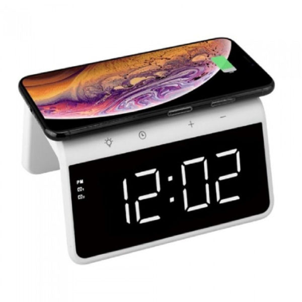Promate TimeBridge-Qi Multi-Function LED Alarm Clock with 10W Wireless Charger