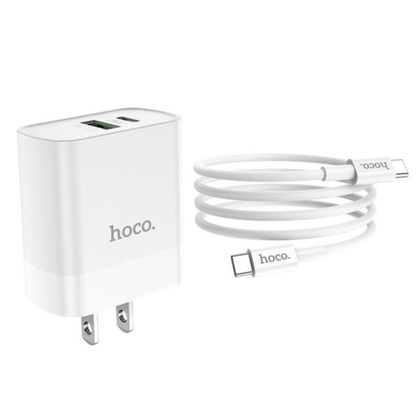 Hoco C80 18W Rapido PD QC3.0 Adapter with Type-C to Type-C Fast Charging Data Cable