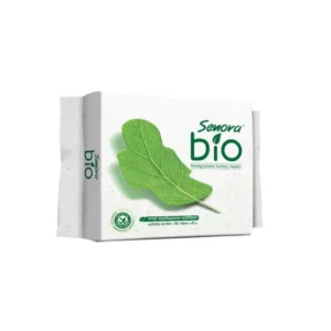 Senora Bio is the first ever biodegradable sanitary napkin from the house of Senora. Senora Bio is an environment friendly sanitary napkin that will degrade in the soil within 6 months. This product is free from fragrance and chlorine. Senora care for you and care for earth. Pack Size: 8 pads Senora Biodegradable sanitary napkin is environment friendly which degrade in the soil within 6 months. This product is free from fragrance and chlorine also leak proof. Made from fully biodegardable materials.